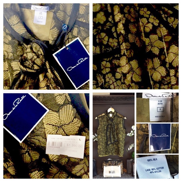 NWT OSCAR DE LA RENTA SLEEVELESS LACE BLOUSE - Picture 3 of 4